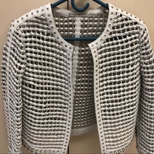 Alice and Olivia white leather chain jacket